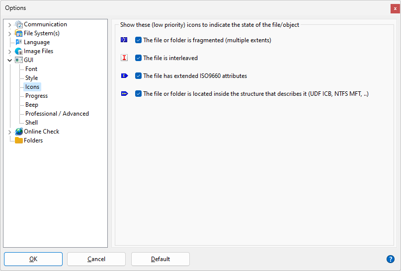 IsoBuster - GUI Settings