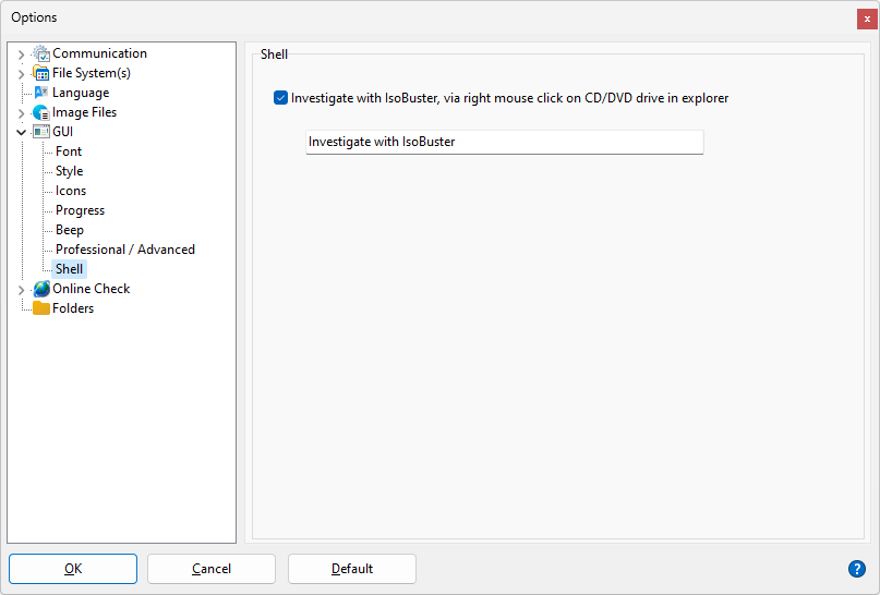 IsoBuster - GUI Settings