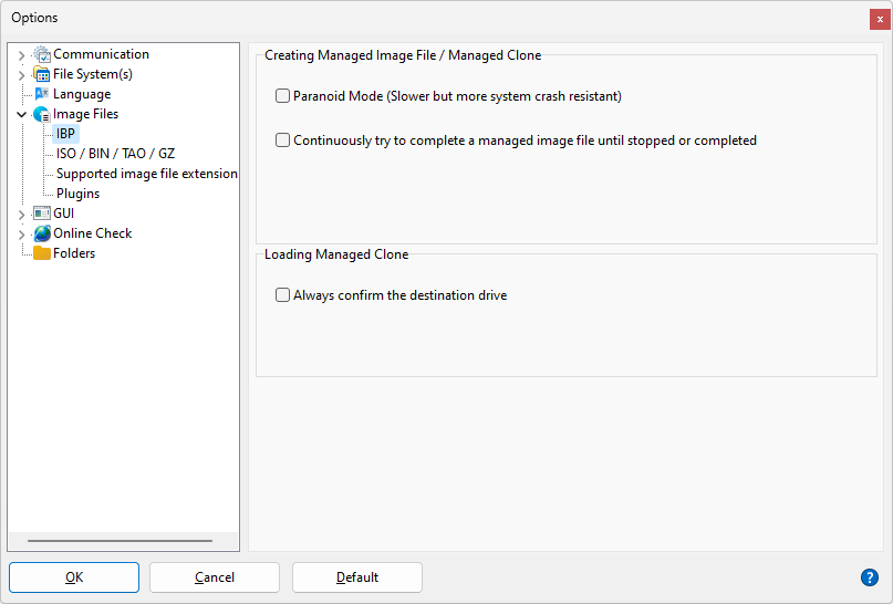 IsoBuster - Configurer la Création d'un Fichier Image