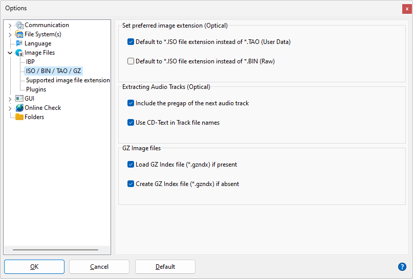 IsoBuster - Configurer la Création d'un Fichier Image