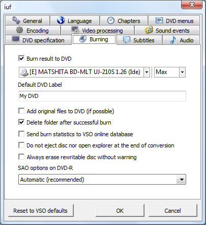 ConvertXtoDVD Options Writer